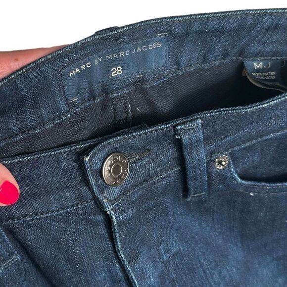 Marc Jacobs Dark Carbon Low Rise Skinny Zipper Detail Denim Jeans - Picture 2 of 11